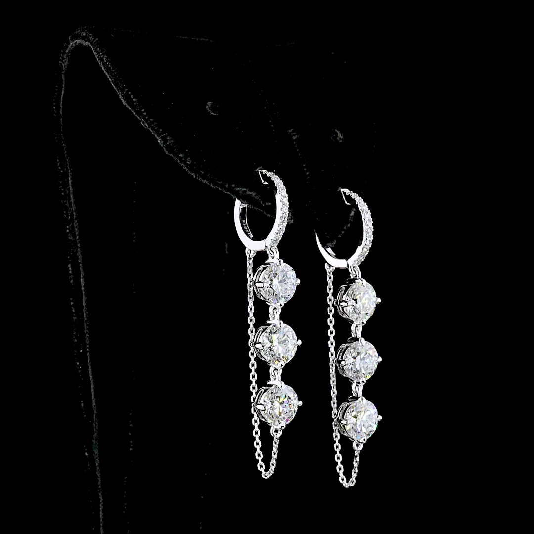 6.25 Cts 14k White Gold Round Shape Hanging Earring - Image 4