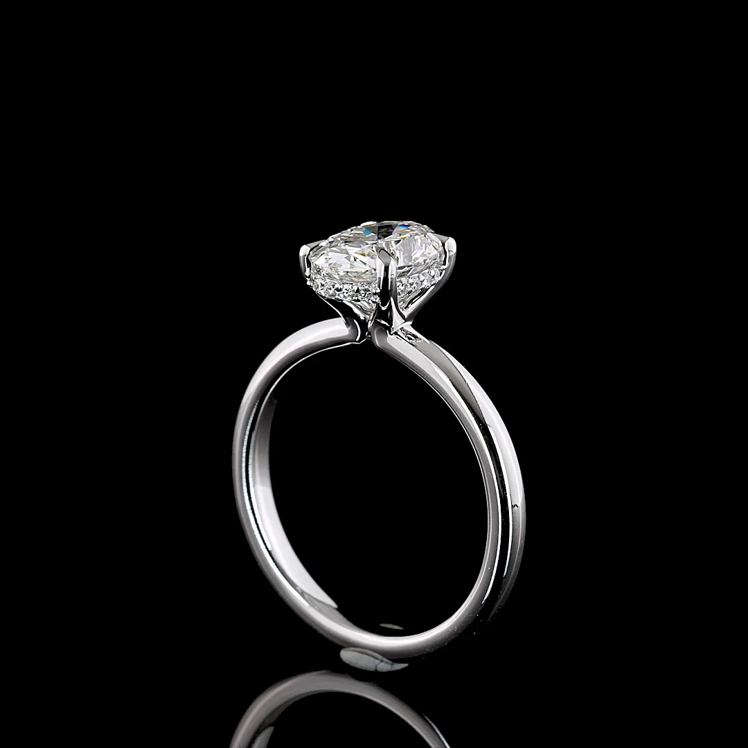 1.64 Cts 14k White Gold Oval Shape Hidden Halo Ring - Image 2