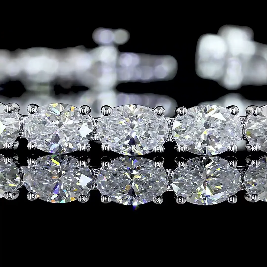 10.54 Cts 14k White Gold Oval Shape Tennis Bracelet - Image 2