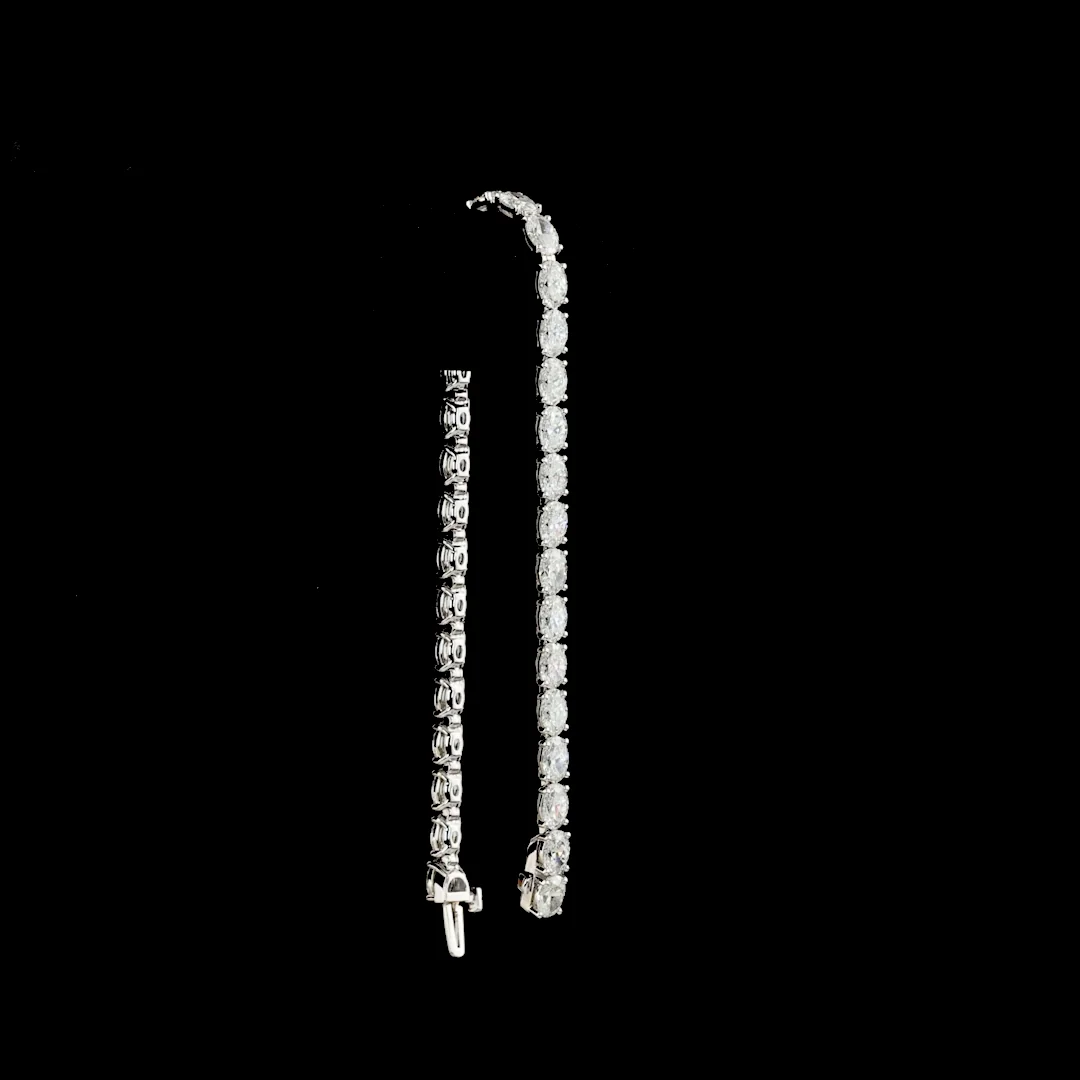 10.54 Cts 14k White Gold Oval Shape Tennis Bracelet - Image 3