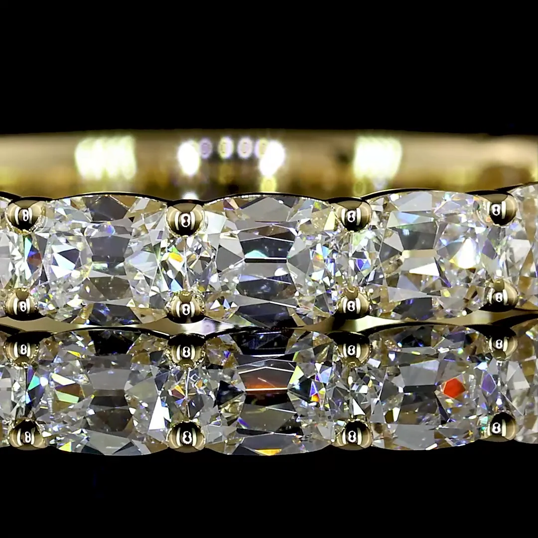 1.67 Cts 14k Yellow Gold Antique Cushion Shape 3/4 Band Eternity Band - Image 3