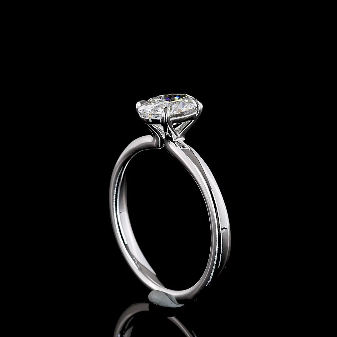 1.03 Cts 14k White Gold Oval Shape Solitaire Ring - Image 2