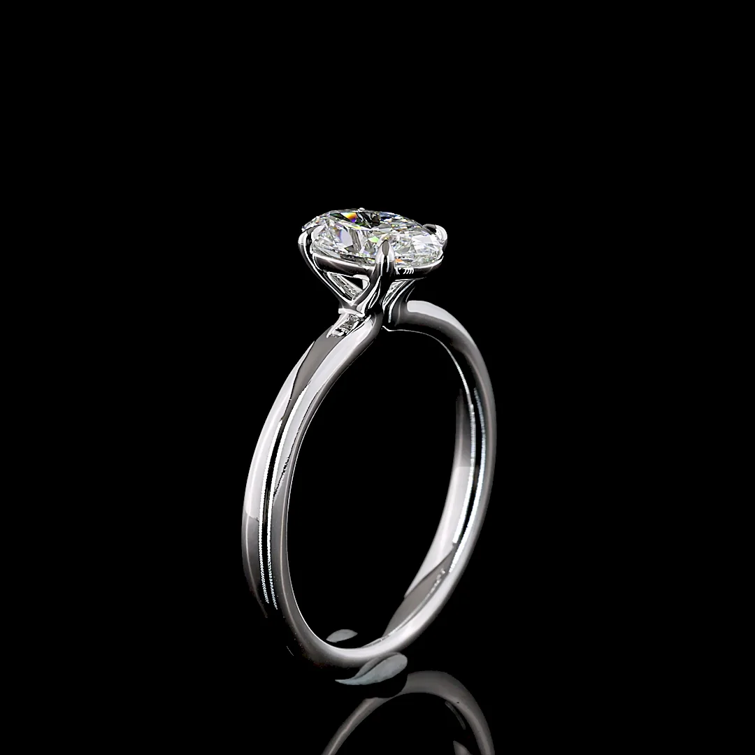 1.03 Cts 14k White Gold Oval Shape Solitaire Ring - Image 4