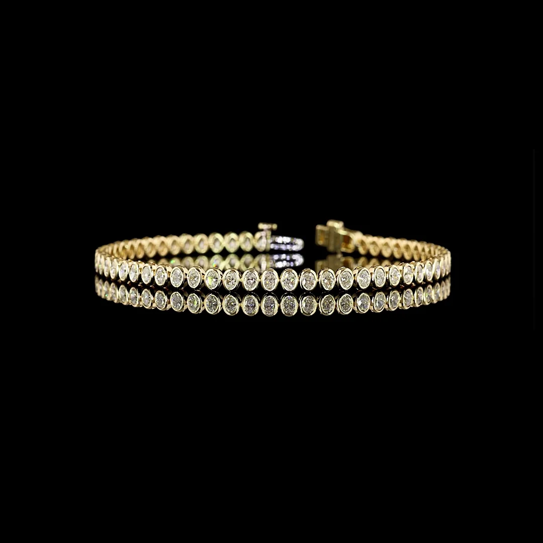 3.22 Cts 14k Yellow Gold Oval Shape Tennis Bracelet - Video