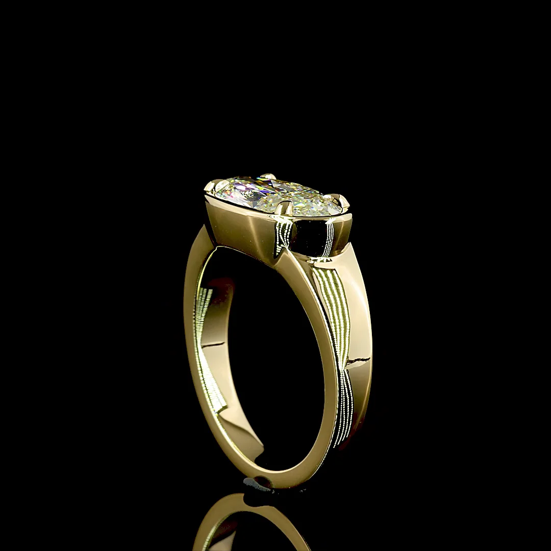 2.11 Cts 14k Yellow Gold Oval Shape Solitaire Ring - Image 2