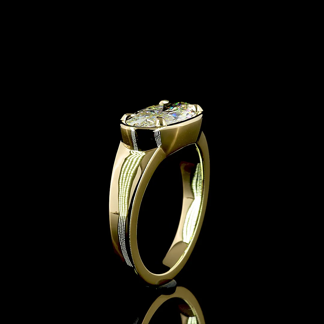 2.11 Cts 14k Yellow Gold Oval Shape Solitaire Ring - Image 4