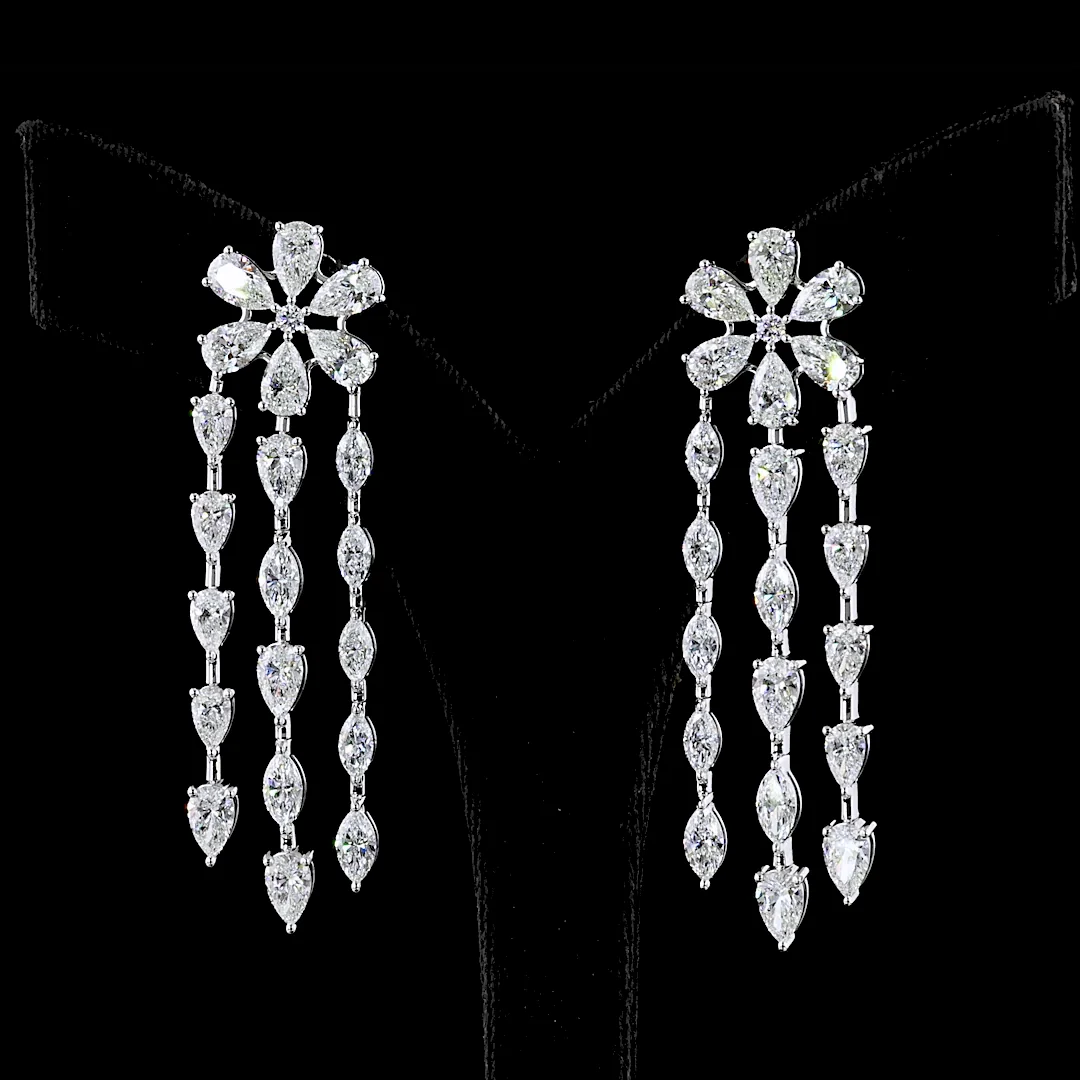 14.29 Cts 14k White Gold Mix Shape Special Earring - Video
