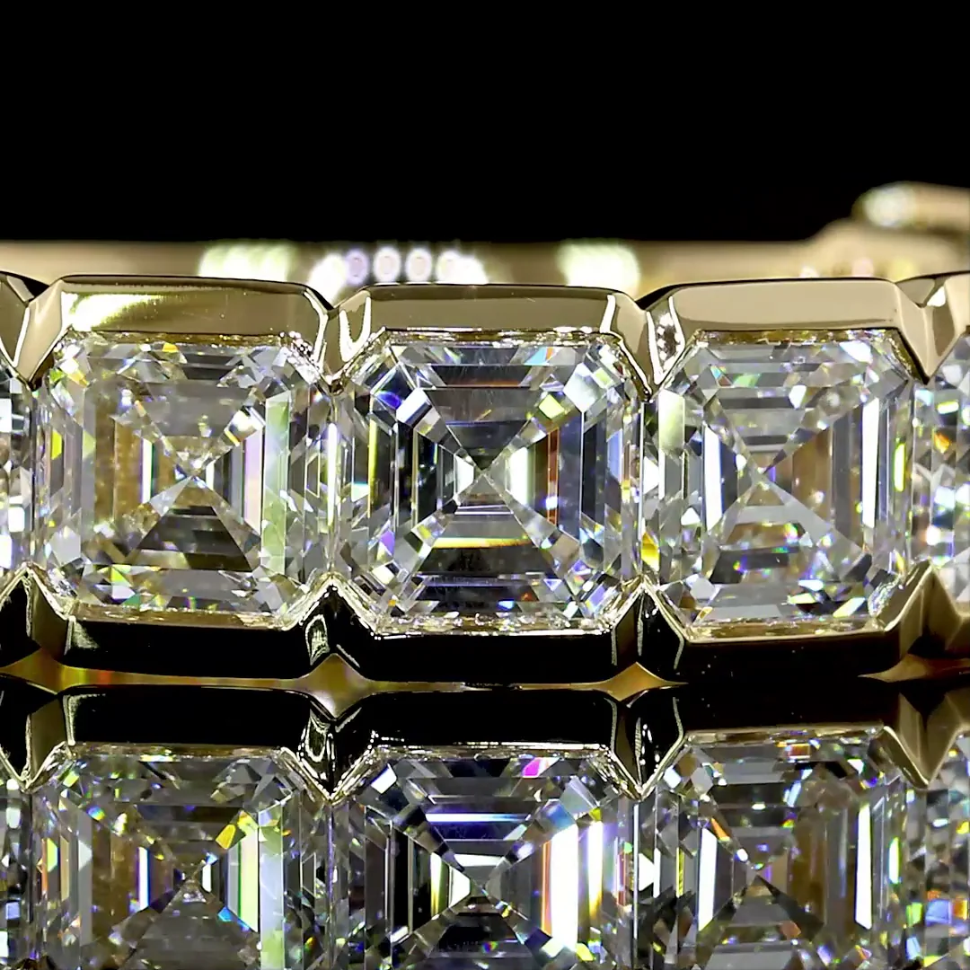 4.01 Cts 14k Yellow Gold Asscher Shape 3/4 Band Eternity Band - Image 3