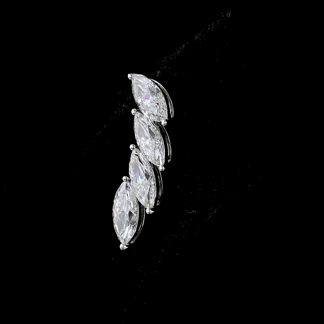 2.62 Cts 14k White Gold Marquise Shape Crawler Earring - Image 2