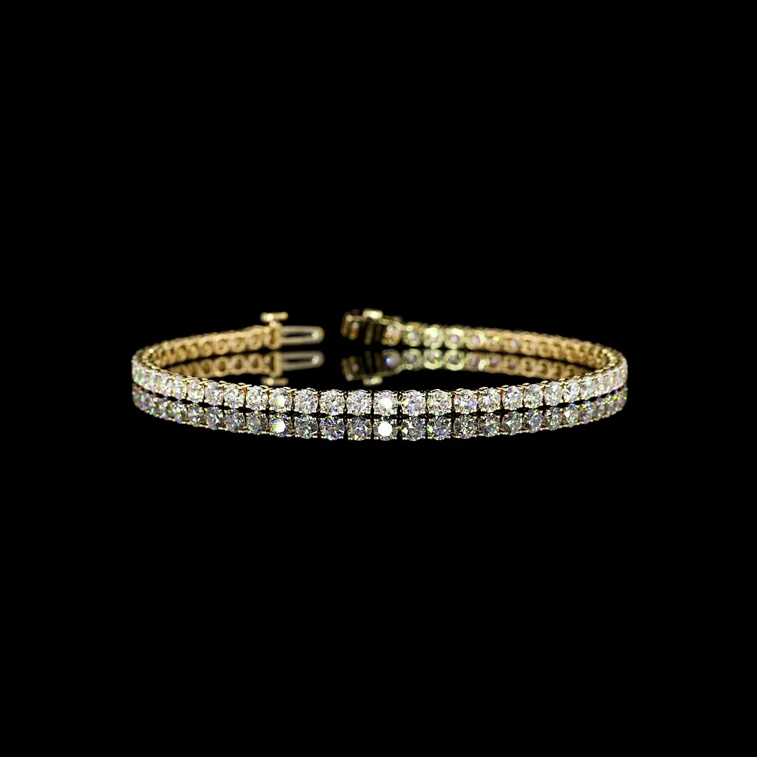5.12 Cts 14k Yellow Gold Round Shape Tennis Bracelet - Video