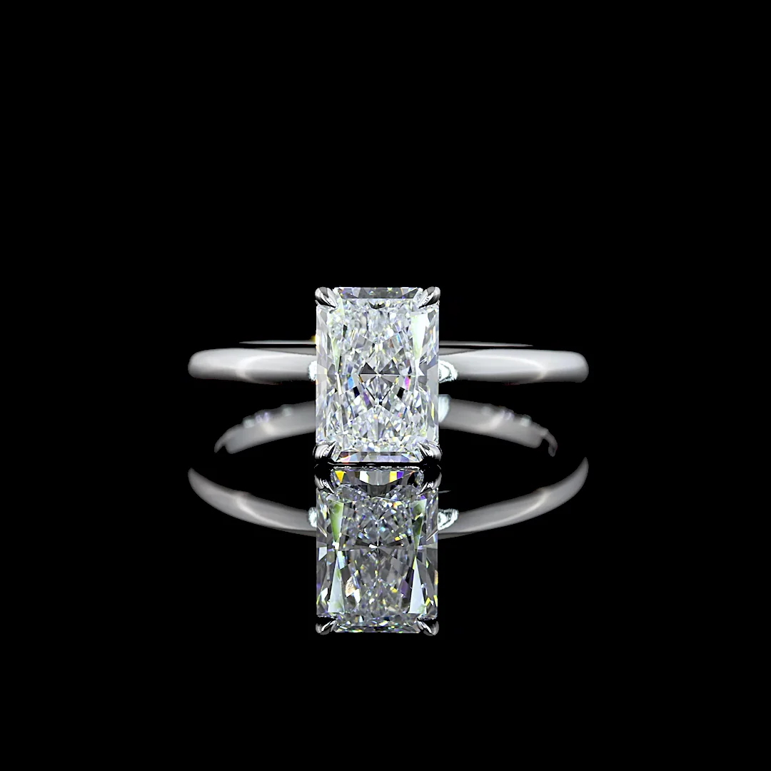 1.54 Cts 14k White Gold Radiant Shape Solitaire Ring - Video
