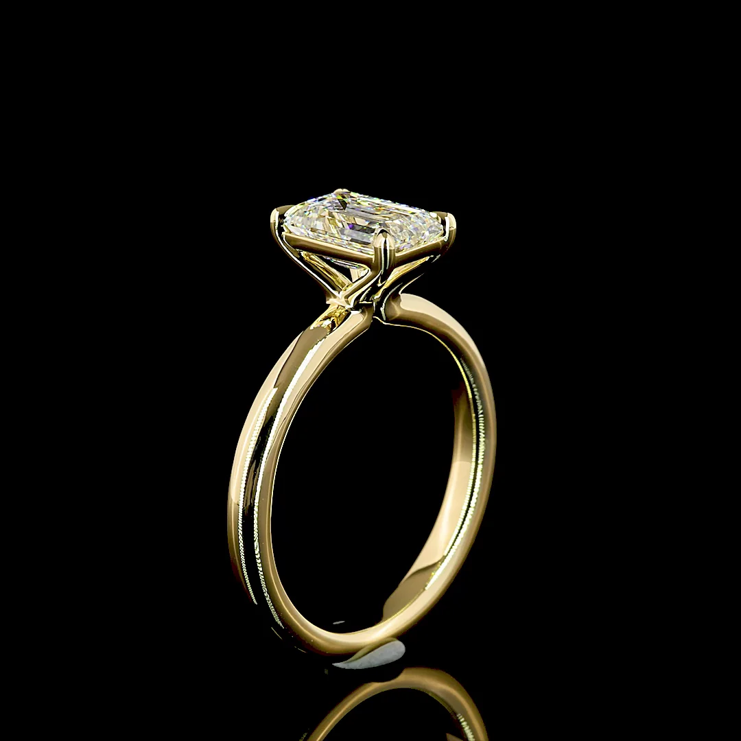 1.56 Cts 14k Yellow Gold Emerald Shape Solitaire Ring - Image 4