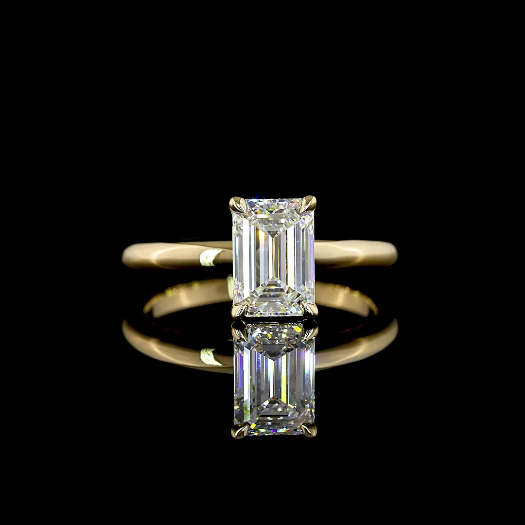 1.56 Cts 14k Yellow Gold Emerald Shape Solitaire Ring - Video