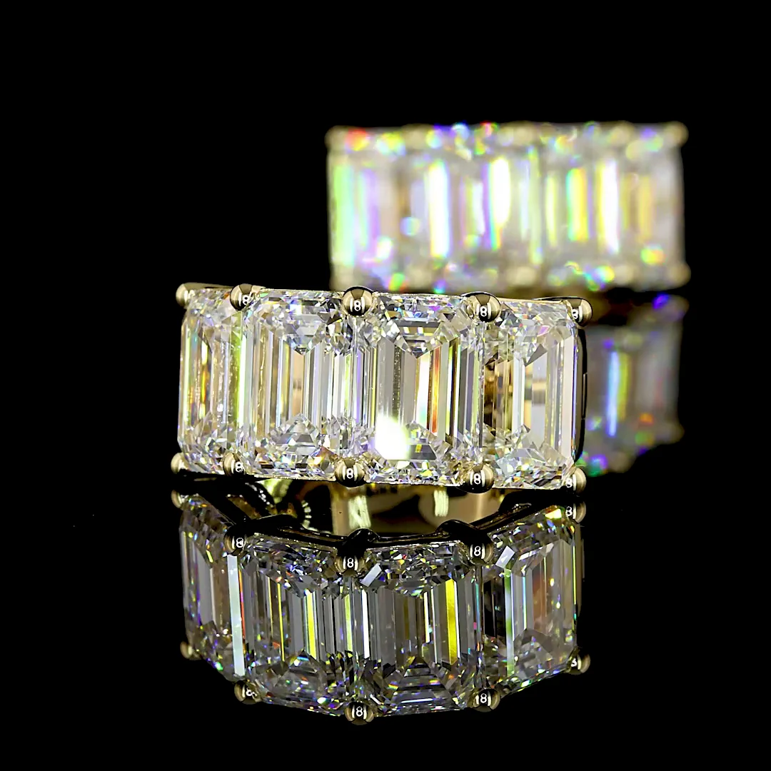 6.08 Cts 14k Yellow Gold Emerald Shape Huggies Earring - Image 2