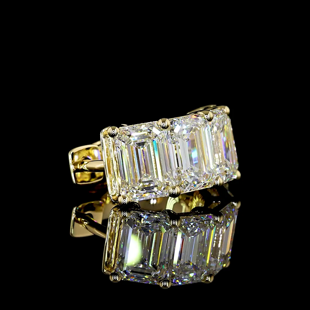 6.08 Cts 14k Yellow Gold Emerald Shape Huggies Earring - Image 4