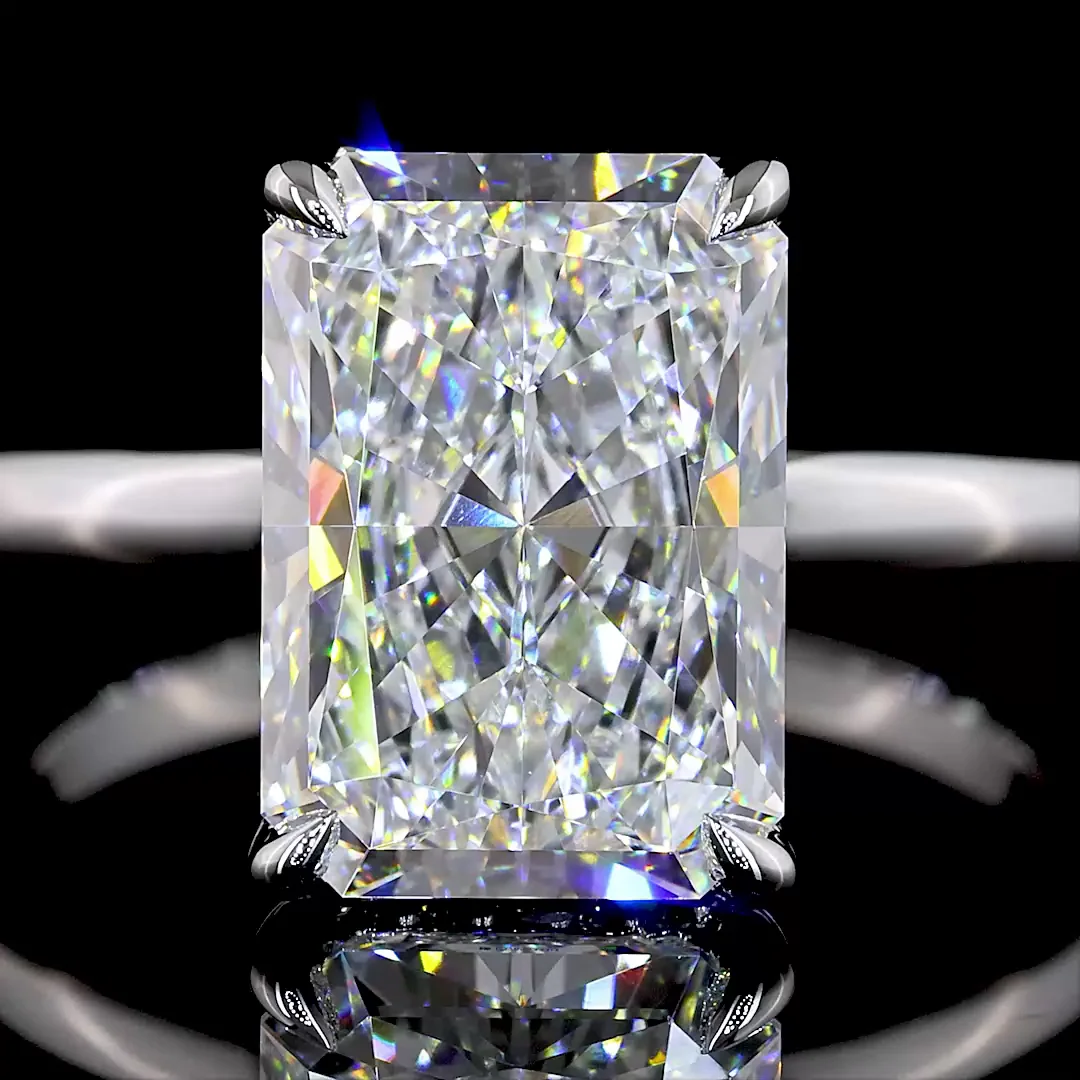 4.22 Cts 14k White Gold Radiant Shape Hidden Halo Ring - Image 3