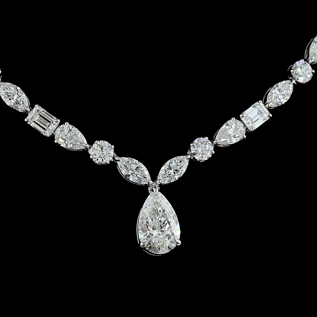 19.17 Cts 14k White Gold Mix Shape Special Necklace - Image 3