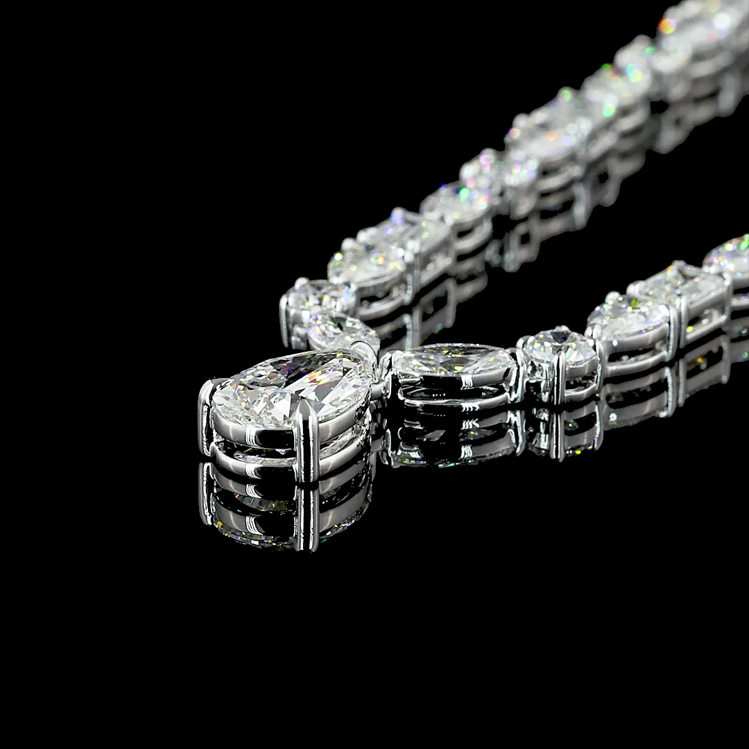 19.17 Cts 14k White Gold Mix Shape Special Necklace - Image 4