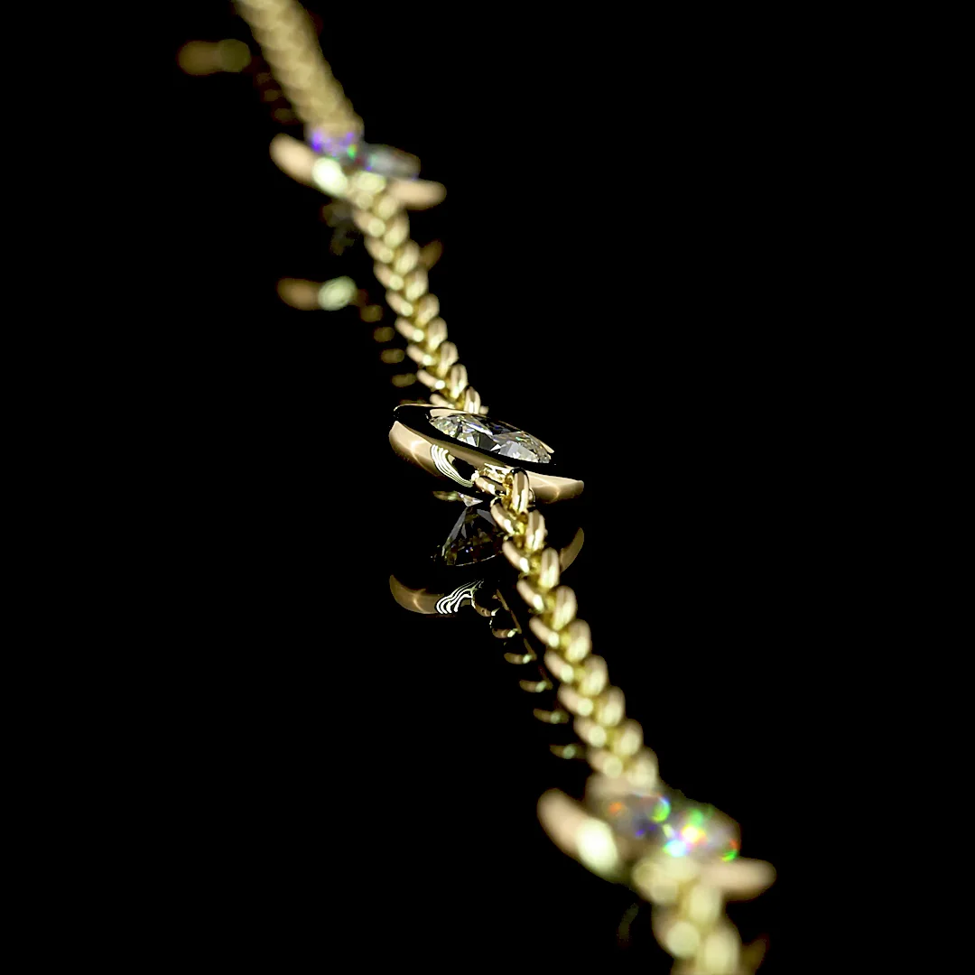 1.96 Cts 14k Yellow Gold Round Shape Station Necklace - Image 2