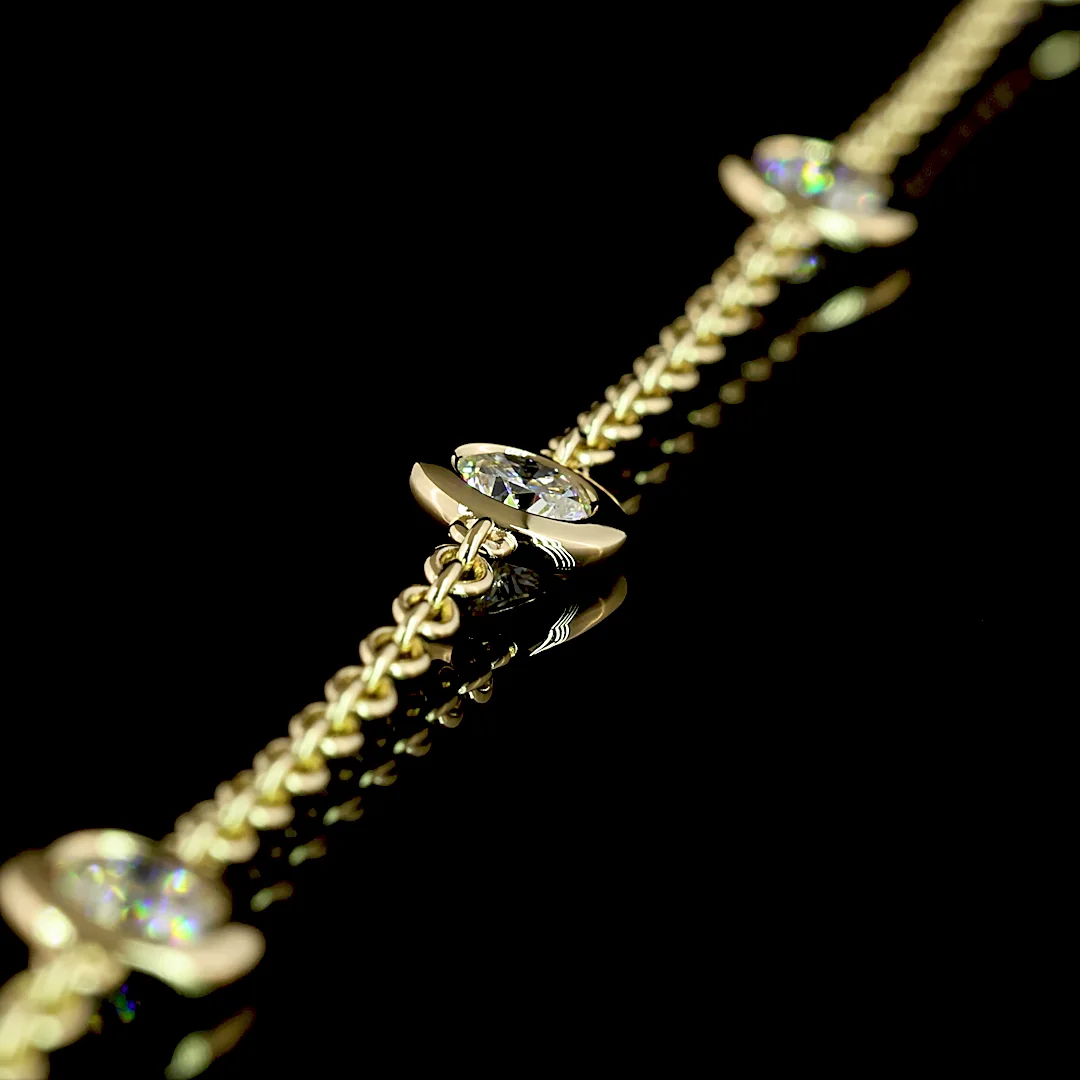 1.96 Cts 14k Yellow Gold Round Shape Station Necklace - Image 4