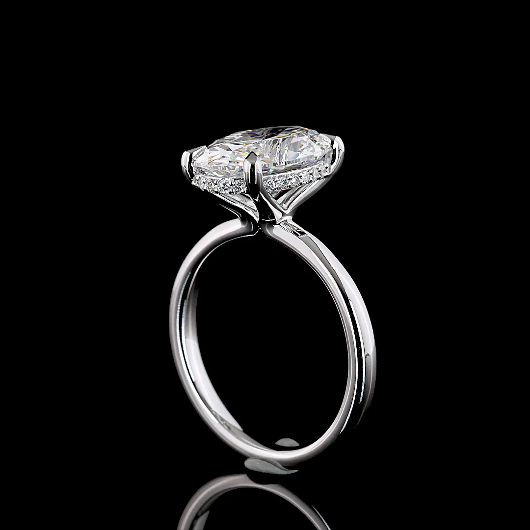 4.16 Cts 14k White Gold Oval Shape Hidden Halo Ring - Image 2