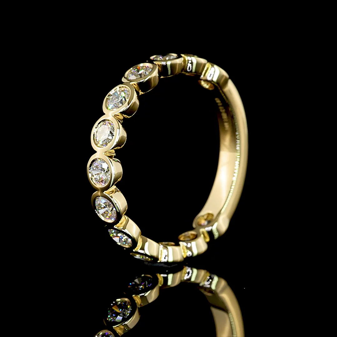 1.03 Cts 14k Yellow Gold Round Shape 3/4 Band Eternity Band - Image 4