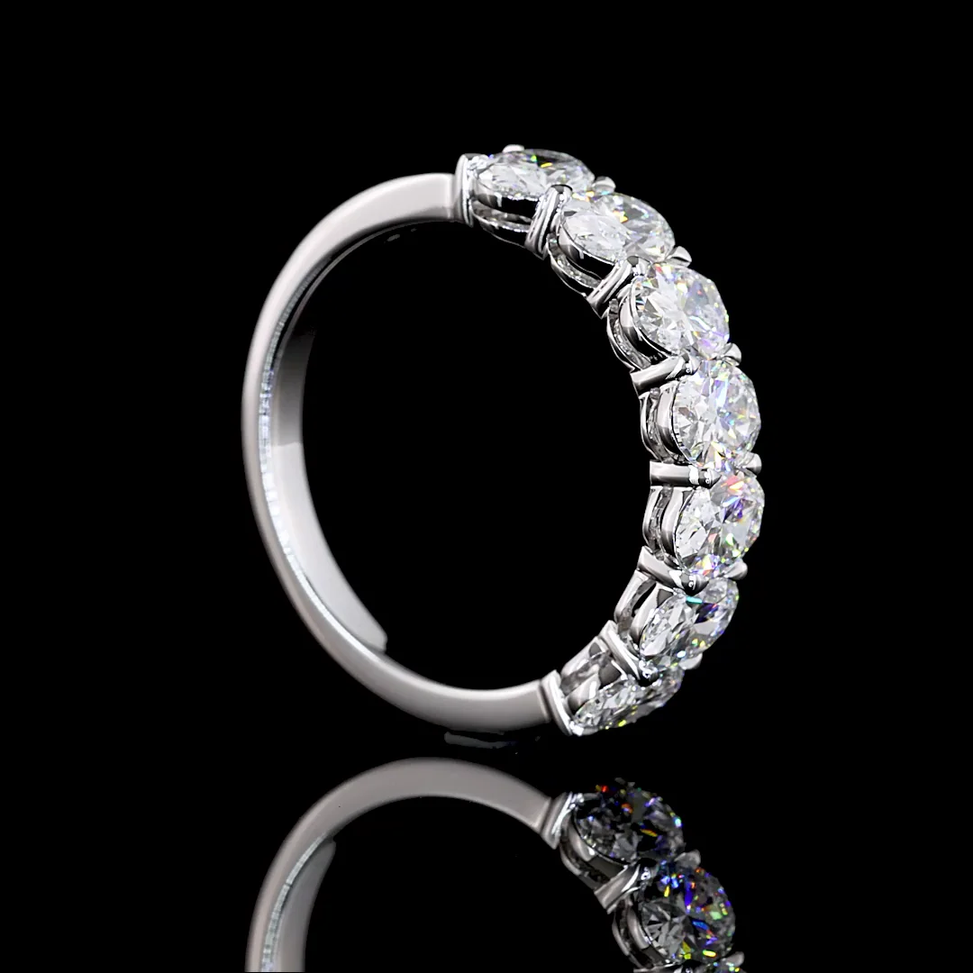 2.22 Cts 14k White Gold Oval Shape 7 Stones Eternity Band - Image 2