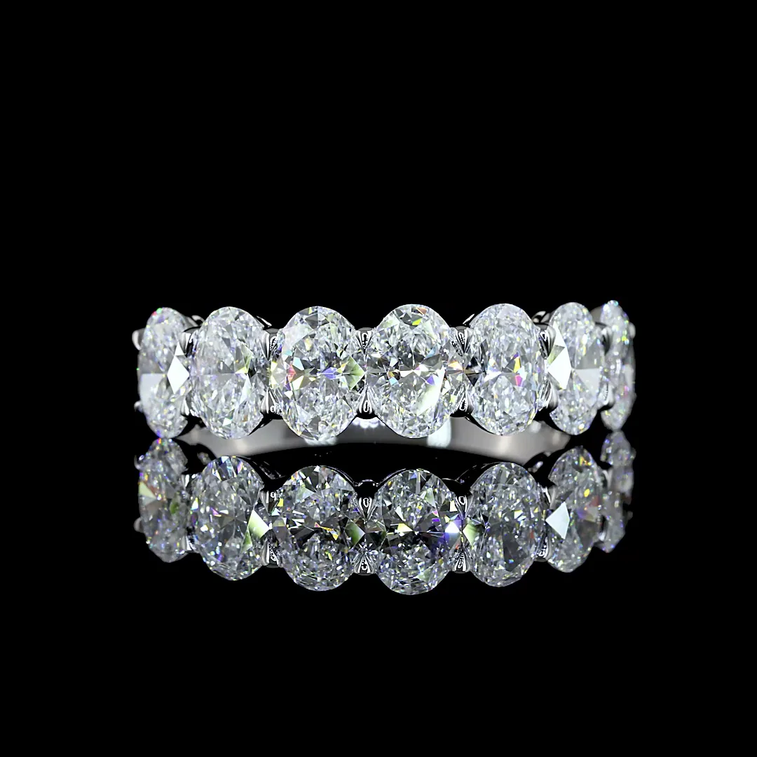 2.22 Cts 14k White Gold Oval Shape 7 Stones Eternity Band - Video