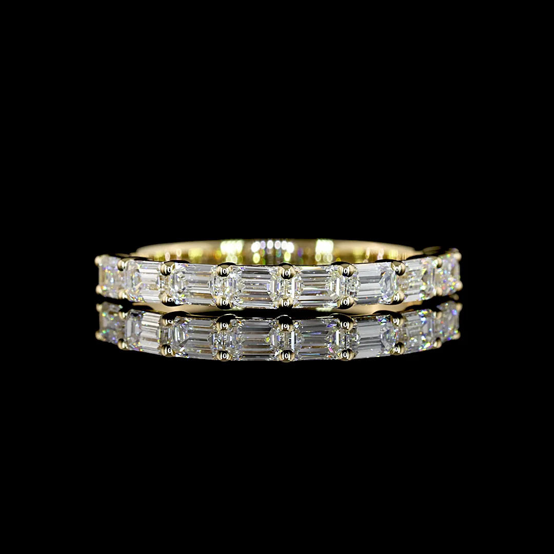 0.93 Cts 14k Yellow Gold Emerald Shape Half Eternity Eternity Band - Video