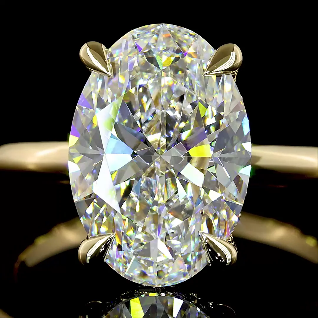 4.22 Cts 14k Yellow Gold Oval Shape Hidden Halo Ring - Image 3