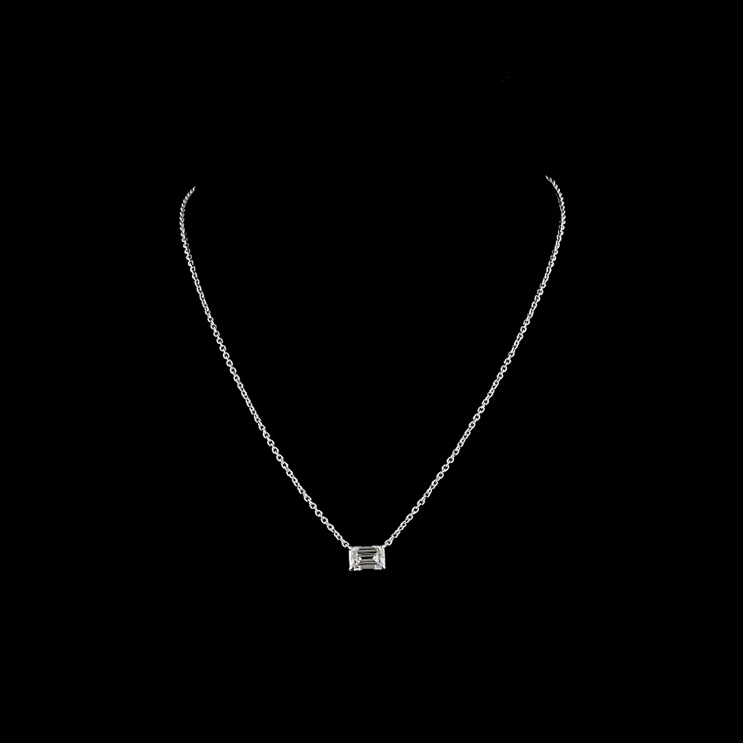 2.04 Cts 14k White Gold Emerald Shape Solitaire Pendant - Video