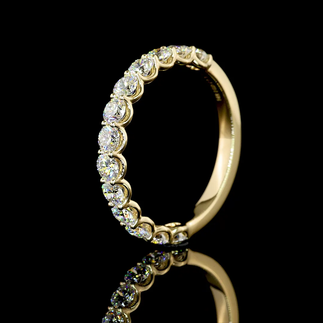1.21 Cts 14k Yellow Gold Round Shape 3/4 Band Eternity Band - Image 4