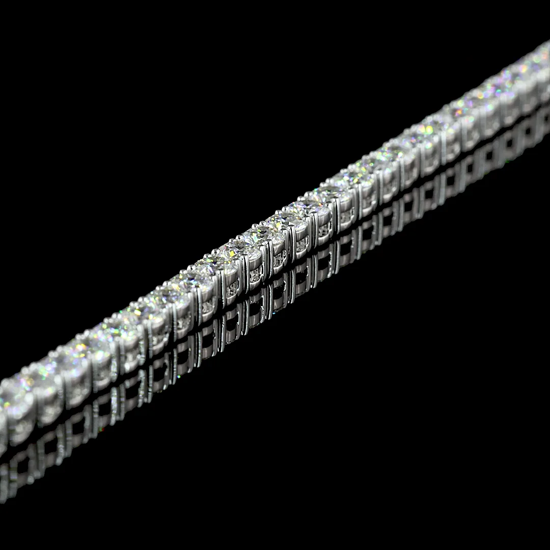 4.73 Cts 14k Two Tone Round Shape Tennis Necklace - Image 4