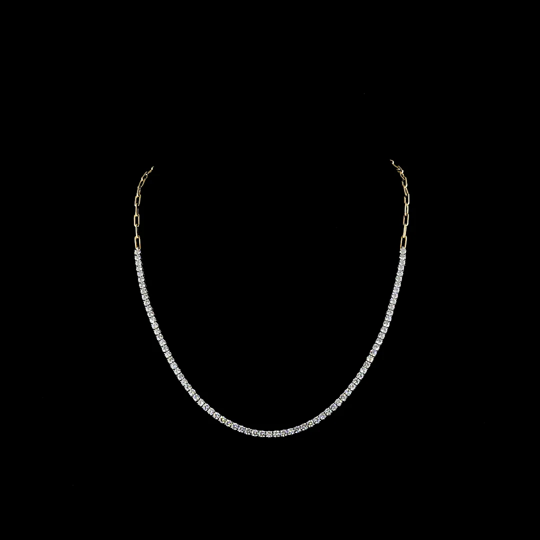 4.73 Cts 14k Two Tone Round Shape Tennis Necklace - Video