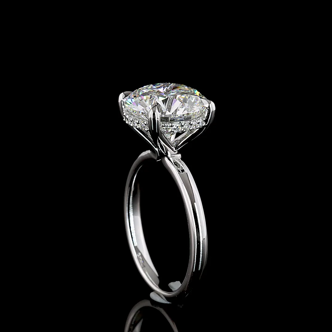 5.22 Cts 14k White Gold Round Shape Hidden Halo Ring - Image 2