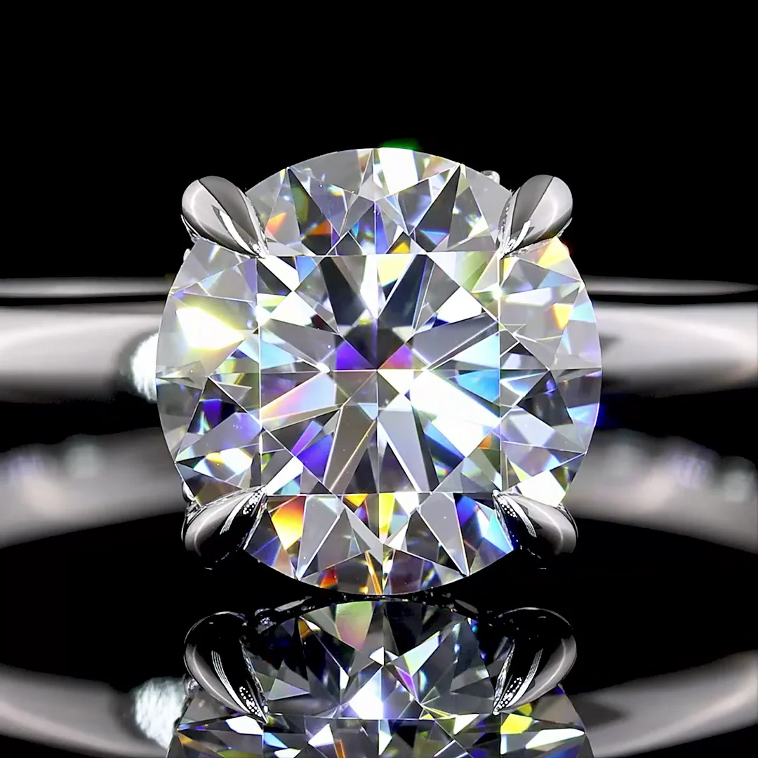 1.61 Cts 14k White Gold Round Shape Hidden Halo Ring - Image 3