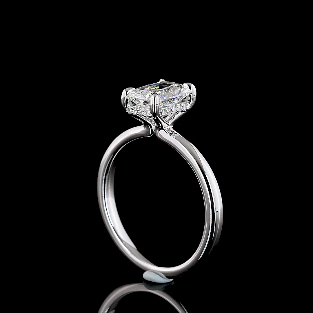 1.6 Cts 14k White Gold Radiant Shape Hidden Halo Ring - Image 2