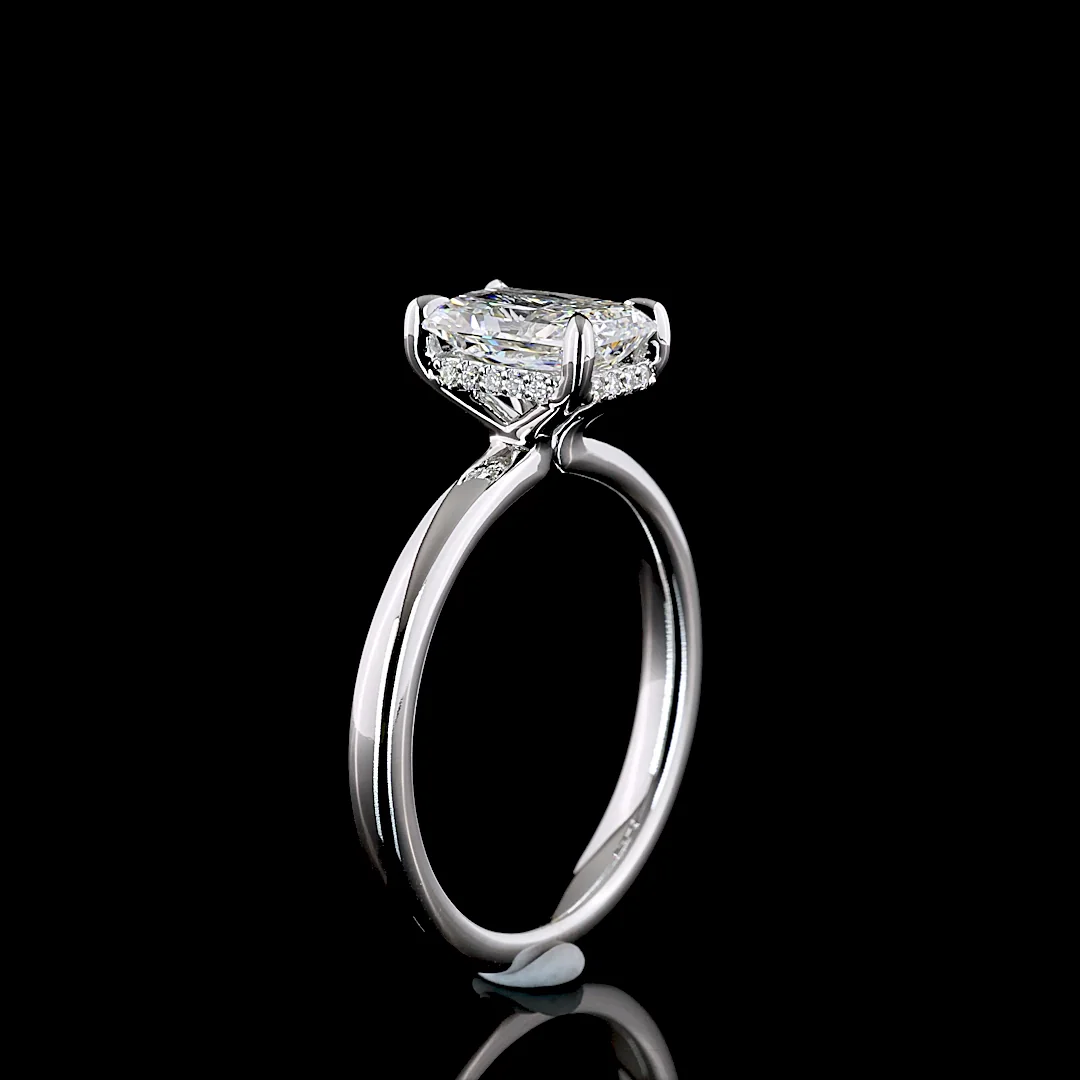 1.6 Cts 14k White Gold Radiant Shape Hidden Halo Ring - Image 4