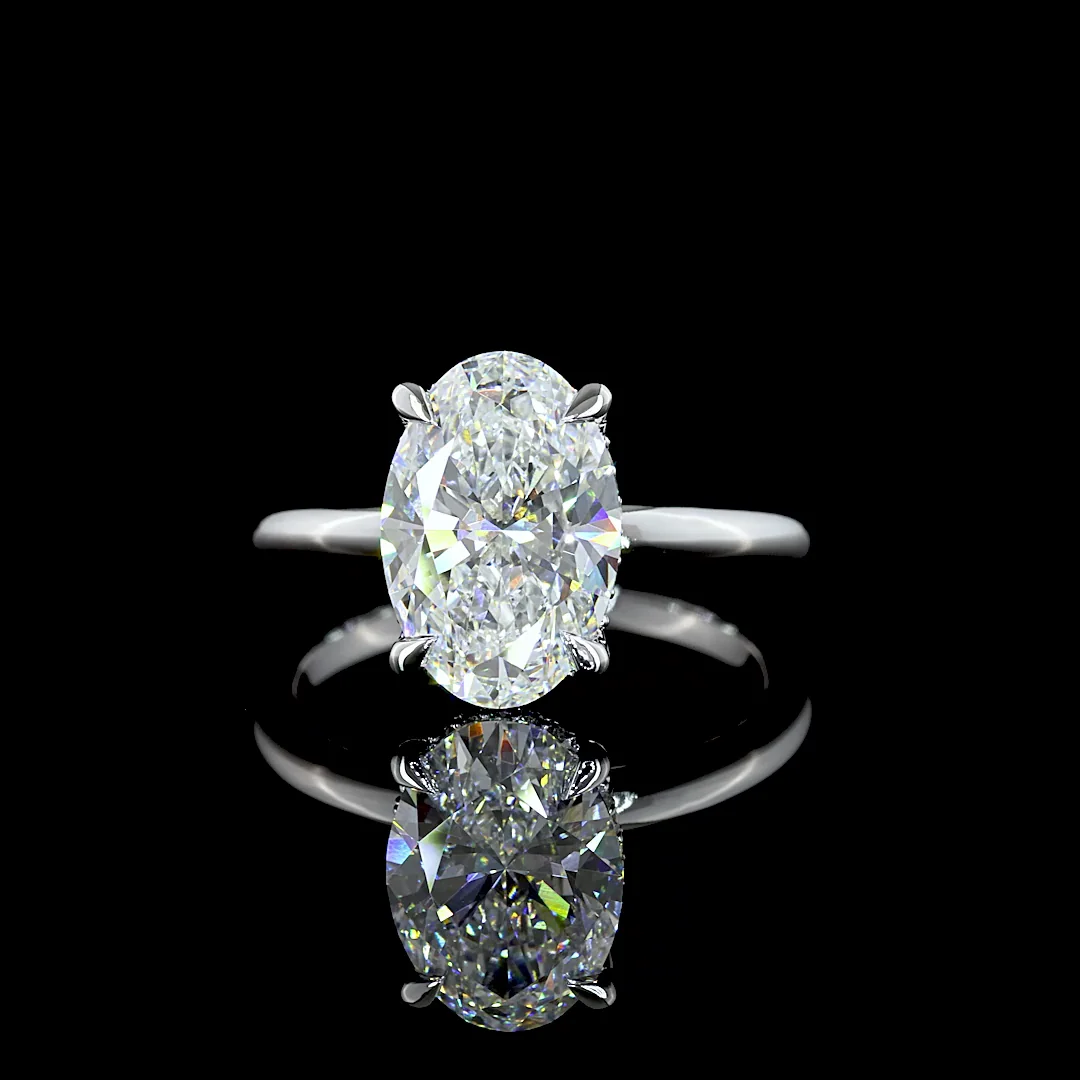3.14 Cts 14k White Gold Oval Shape Hidden Halo Ring - Video
