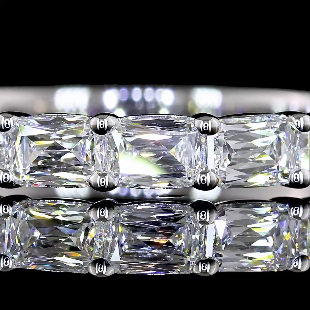 1 Cts 14k White Gold Radiant Modified Shape Half Eternity Eternity Band - Image 3