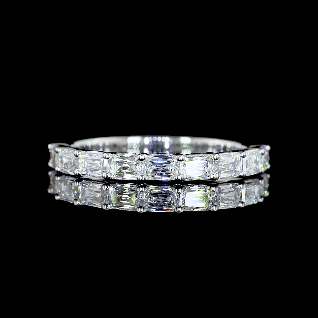 1 Cts 14k White Gold Radiant Modified Shape Half Eternity Eternity Band - Video