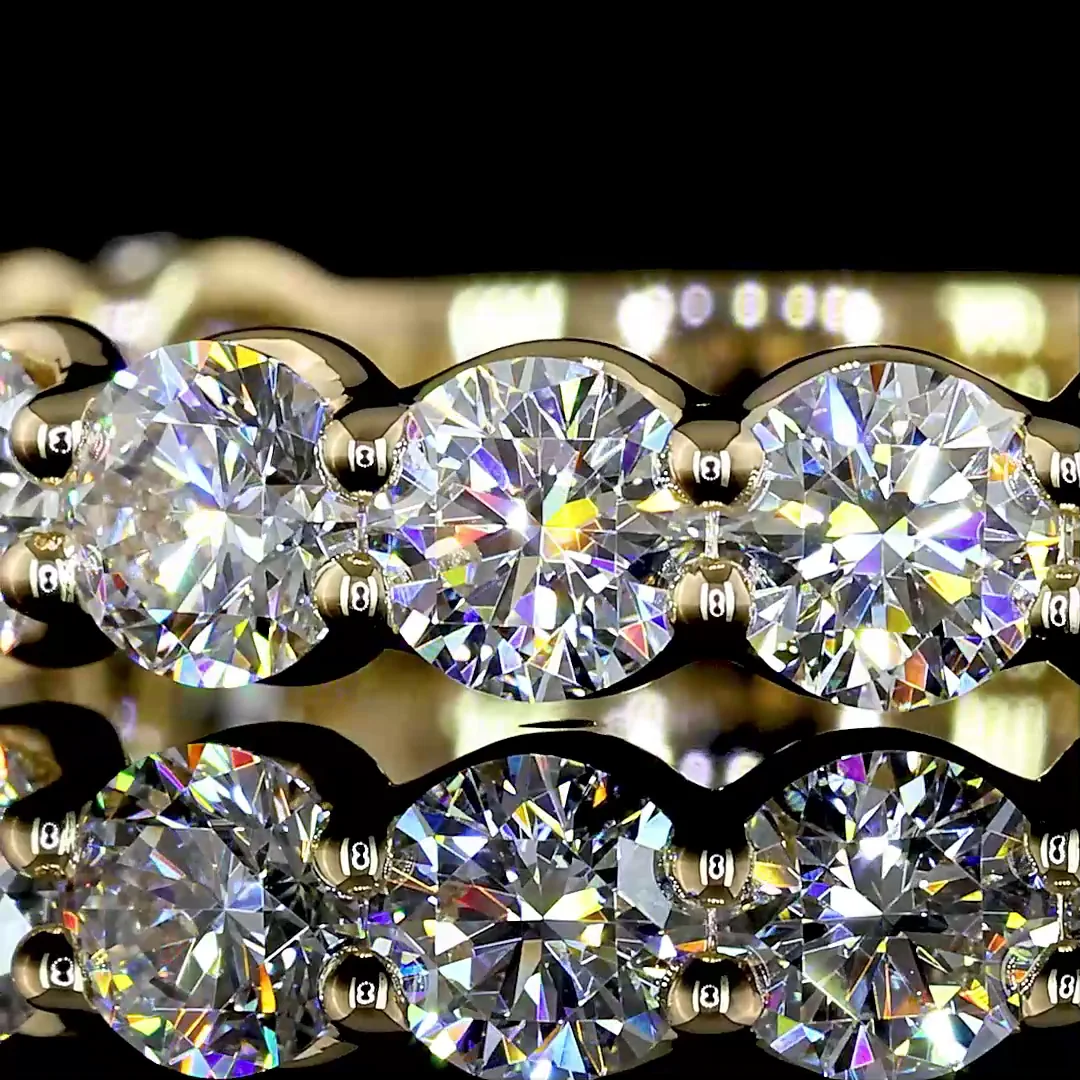 1.97 Cts 14k Yellow Gold Round Shape 3/4 Band Eternity Band - Image 3