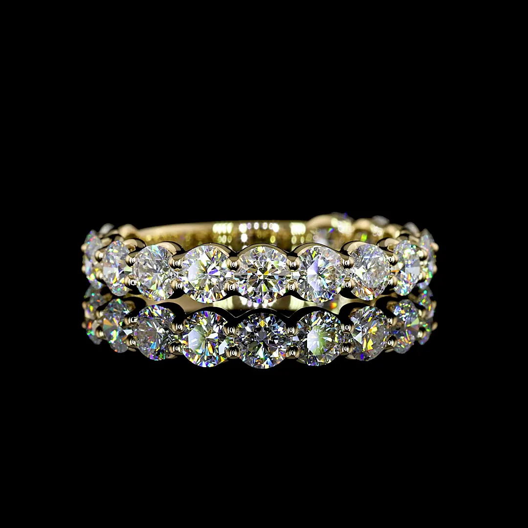 1.97 Cts 14k Yellow Gold Round Shape 3/4 Band Eternity Band - Video