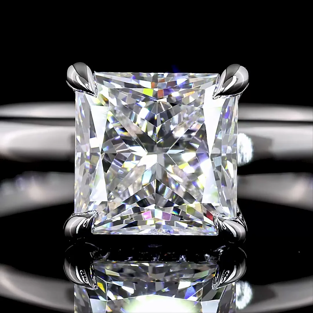 1.59 Cts 14k White Gold Princess Shape Hidden Halo Ring - Image 3