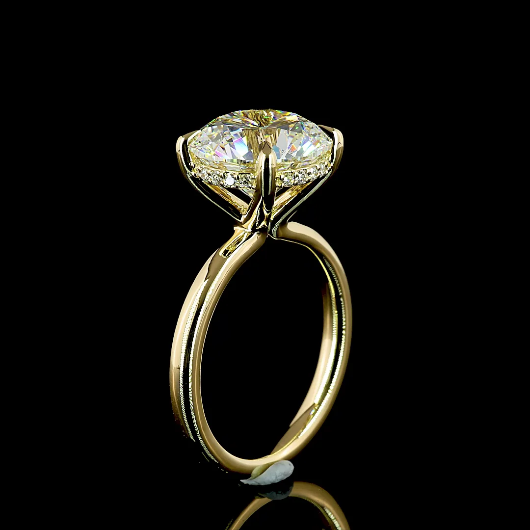 5.25 Cts 14k Yellow Gold Round Shape Hidden Halo Ring - Image 4