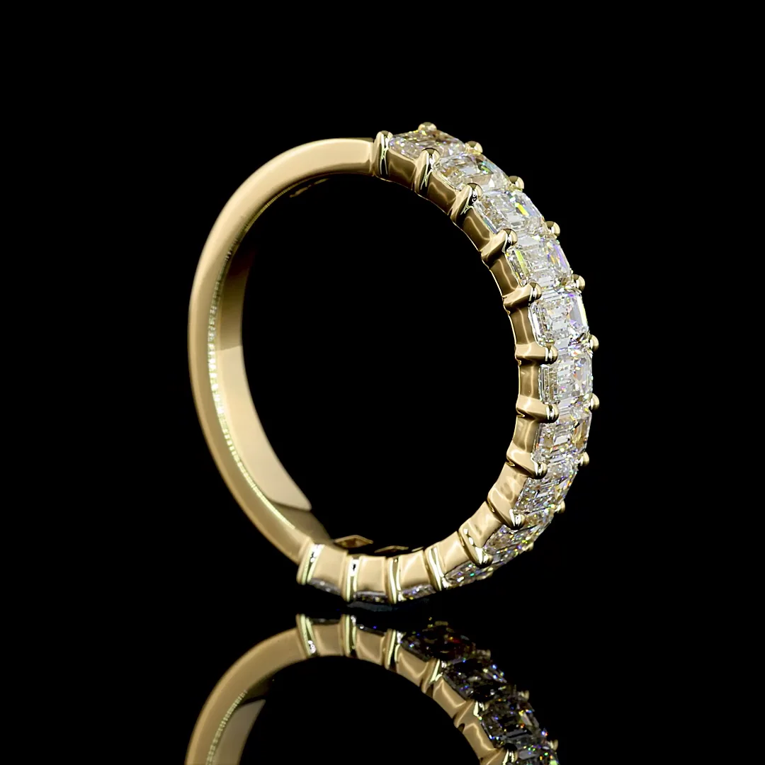1.88 Cts 14k Yellow Gold Emerald Shape Half Eternity Eternity Band - Image 2