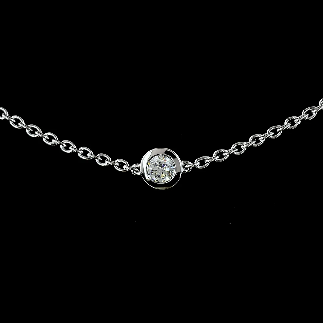 1.97 Cts 14k White Gold Round Shape Station Necklace - Image 3