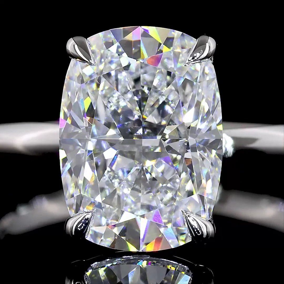 3.06 Cts 14k White Gold Cushion Brilliant Shape Solitaire Ring - Image 3