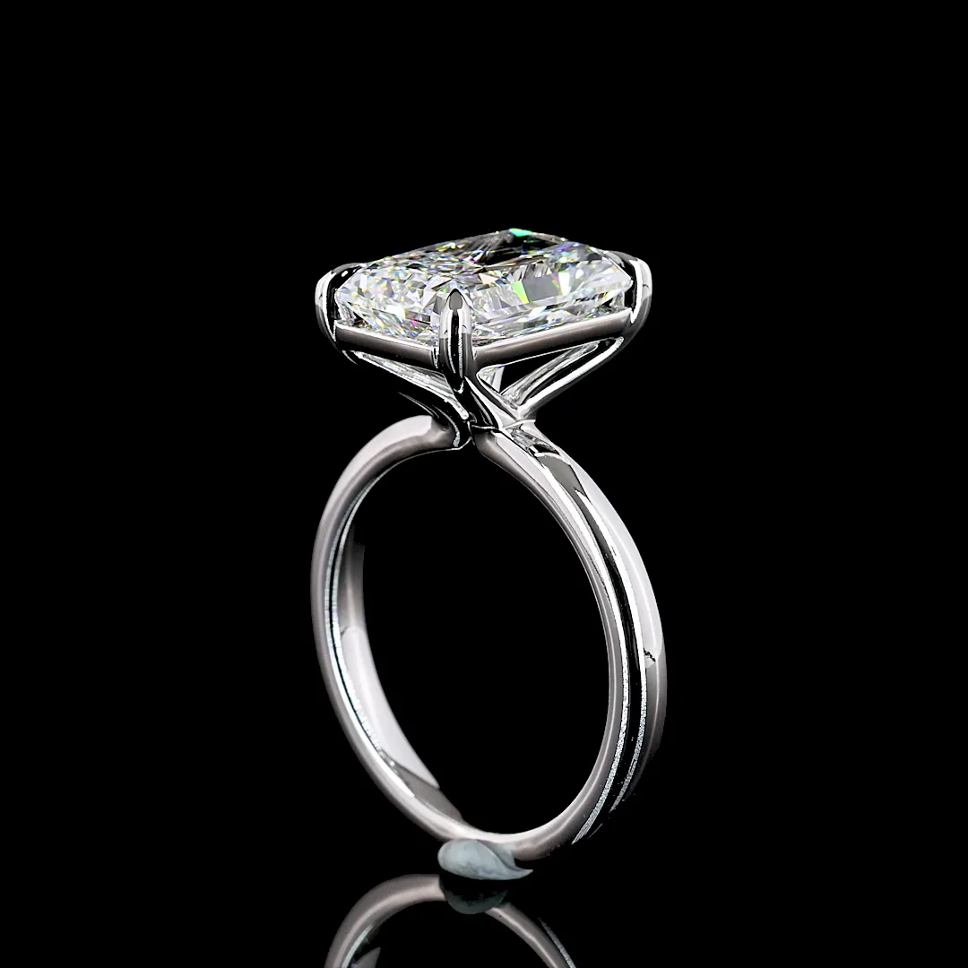 5.07 Cts 14k White Gold Radiant Shape Solitaire Ring - Image 2