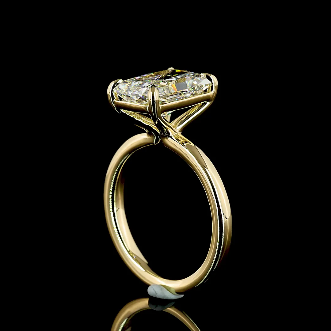 4.09 Cts 14k Yellow Gold Radiant Shape Solitaire Ring - Image 2